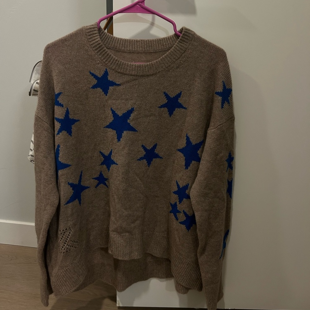 Zadig and Voltaire Brown Sweater with Blue Stars